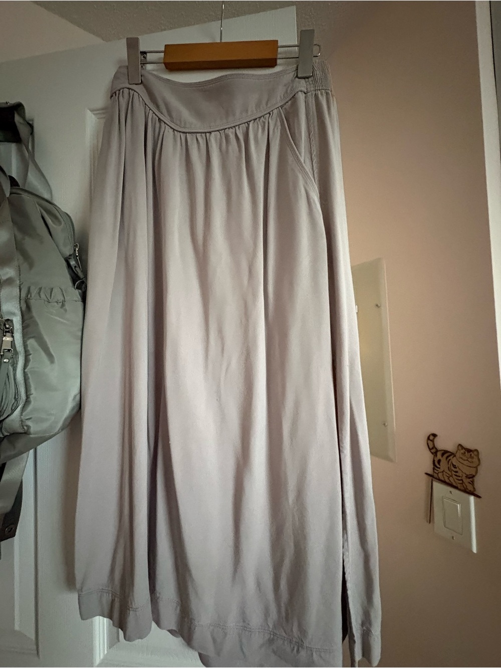 Wilfred Light Gray Maxi Skirt with Soft Gathered Waist